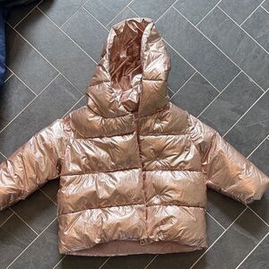 Zara Kids Shiny Rose Gold Puffer Jacket size 3-4